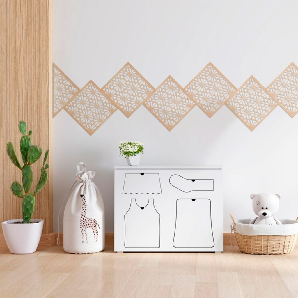 Kit com 12 Painéis cobogó Decorativos 30x30 em MDF Painel Flores