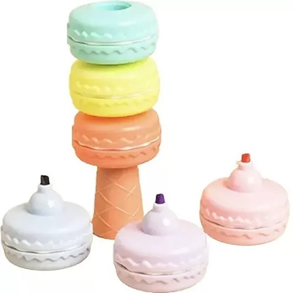 Caneta Marca Texto Macaron Cores  Pastel - Kit Com 6 Cores