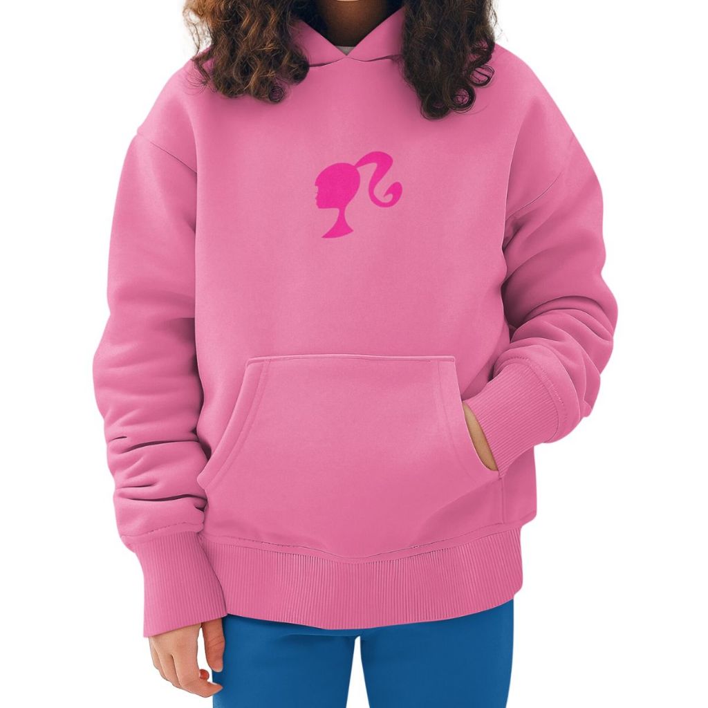 Moletom Feminino Infantil Com Capuz Barbie Blusa De Frio 100% Algodão Flanelado Lançamento