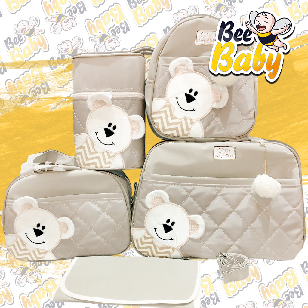 KIT BOLSA DE BEBE URSA DE LADO 7 PEÇAS