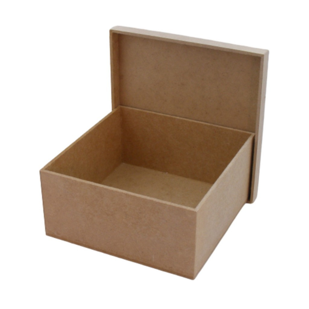 04 caixas 20x20x8 quadradas lisas em mdf cru decorativas