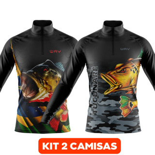 Kit 2 Camiseta de Pesca Manga Longa Masculina Com Proteção Uv Camuflada em Oferta na Shopee