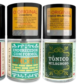 Kit 2 Base De Unhas SOS Concreto Endurecedor e Tonico Milagroso Free Antioxidante -  Top Beauty