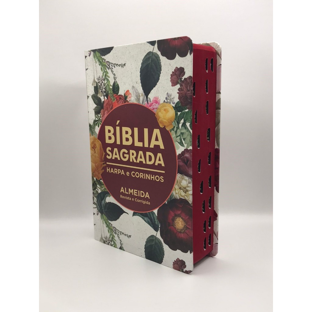 Bíblia Sagrada Tamanho Grande Com Harpa Palavras de Jesus em vermelho Floral Vermelho em Oferta na Shopee