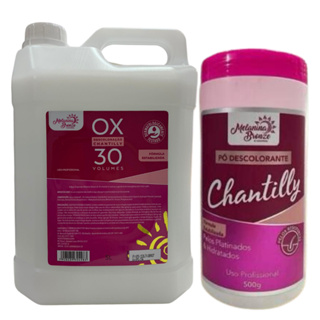 Água Oxigenada OX 5 lt + Pó Descolorante 500g Chantilly Melanina Bronze em Oferta na Shopee