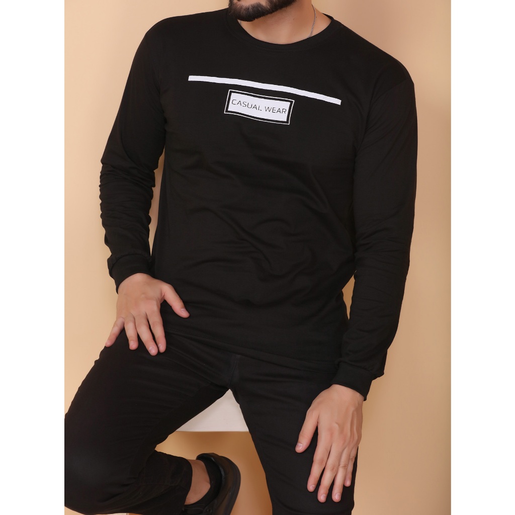 camiseta manga longa masculino gola redonda CASUAL WEAR em Oferta na Shopee