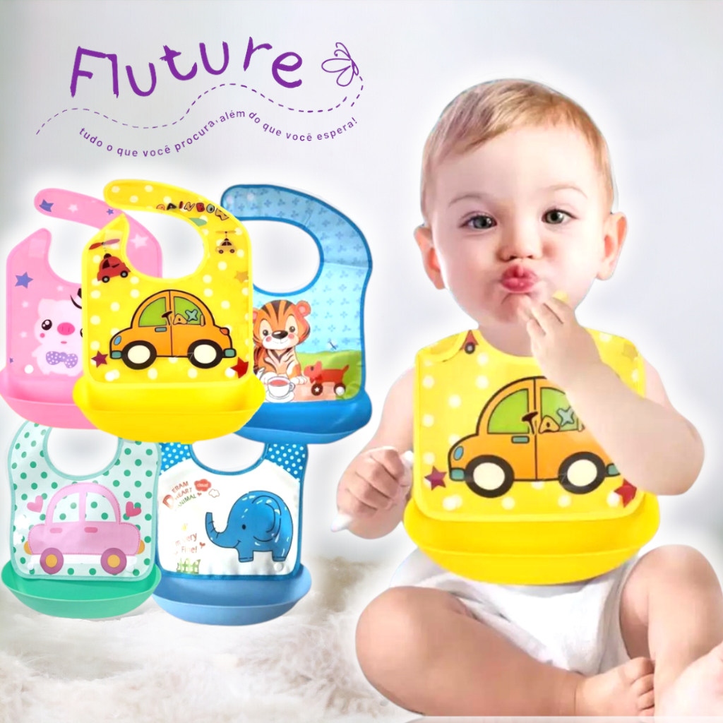 Babador de Plástico Avental Impermeável Atividades Infantil Alimentação Bebe Criança Menin...
