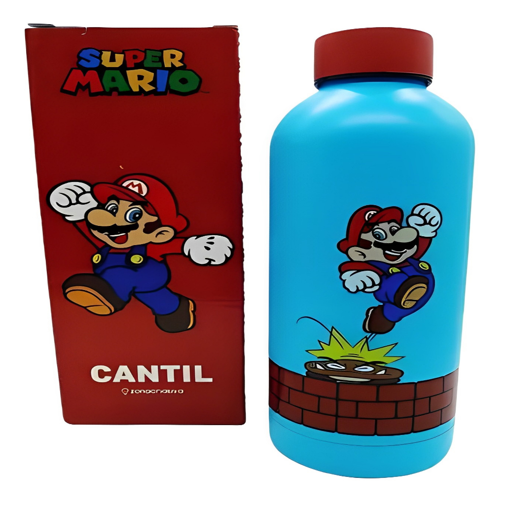 Garrafa Cantil Térmico Mario Bros Parede Dupla 550ml Zc