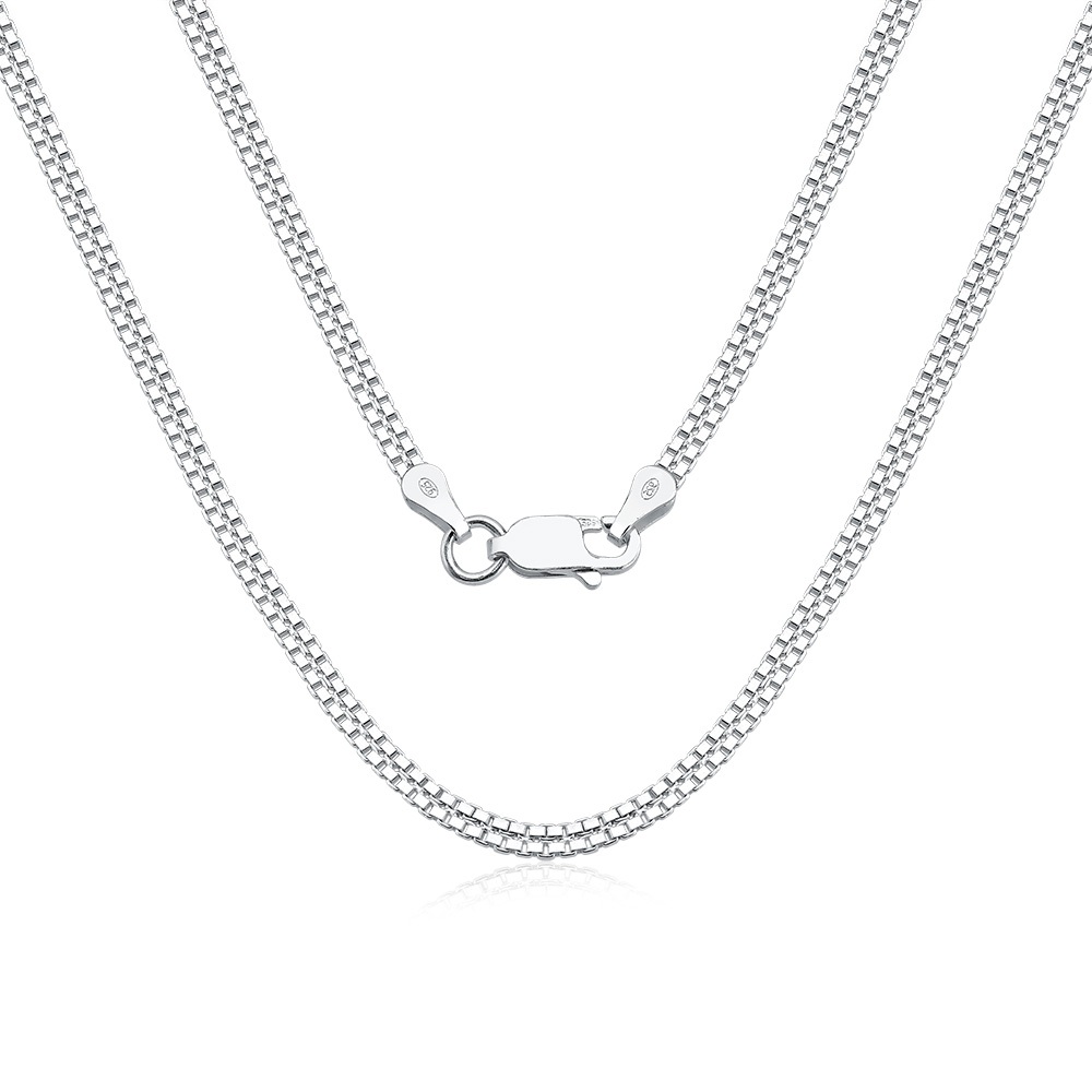 Corrente Feminina de Prata 925 Veneziana Dupla 2mm em Oferta na Shopee