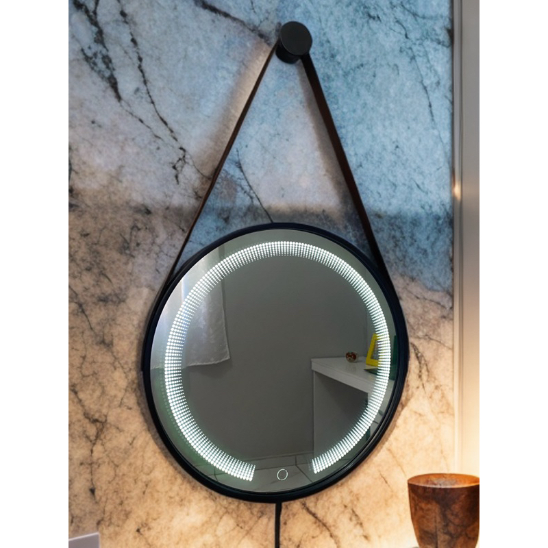 Espelho Adnet Jateado com Desenho Infinito e LED Touch Screen 45x45cm Novidade