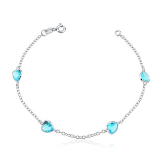 Pulseira feminina de prata 925 coração turquesa em Oferta na Shopee