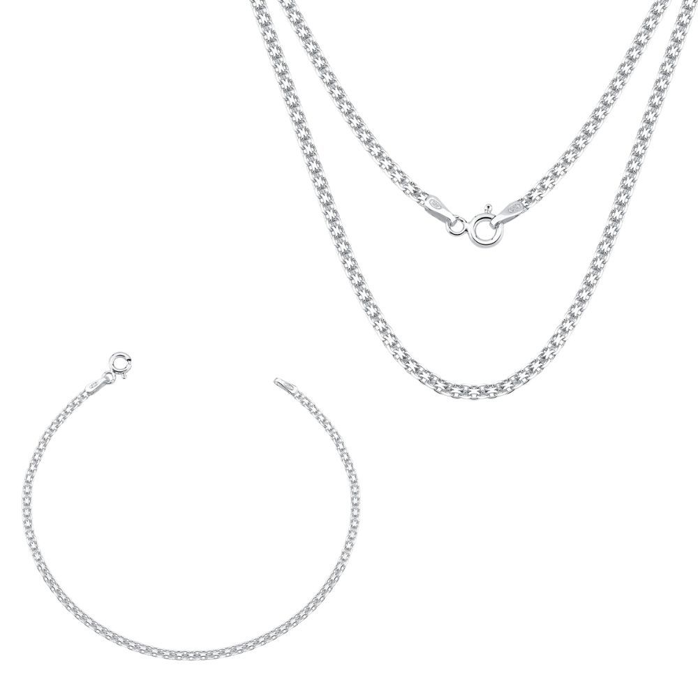 Conjunto Colar e Pulseira Feminina de Prata 925 Bismark 40cm 2mm em Oferta na Shopee