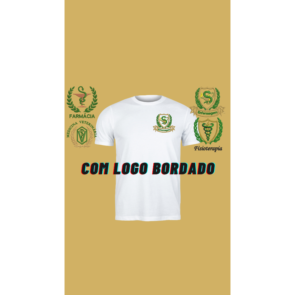 Camisa Profissão Bordado Eletronico, Enfermagem, Fisioterapia, Farmacia, Medicina Veterinaria e Outros
