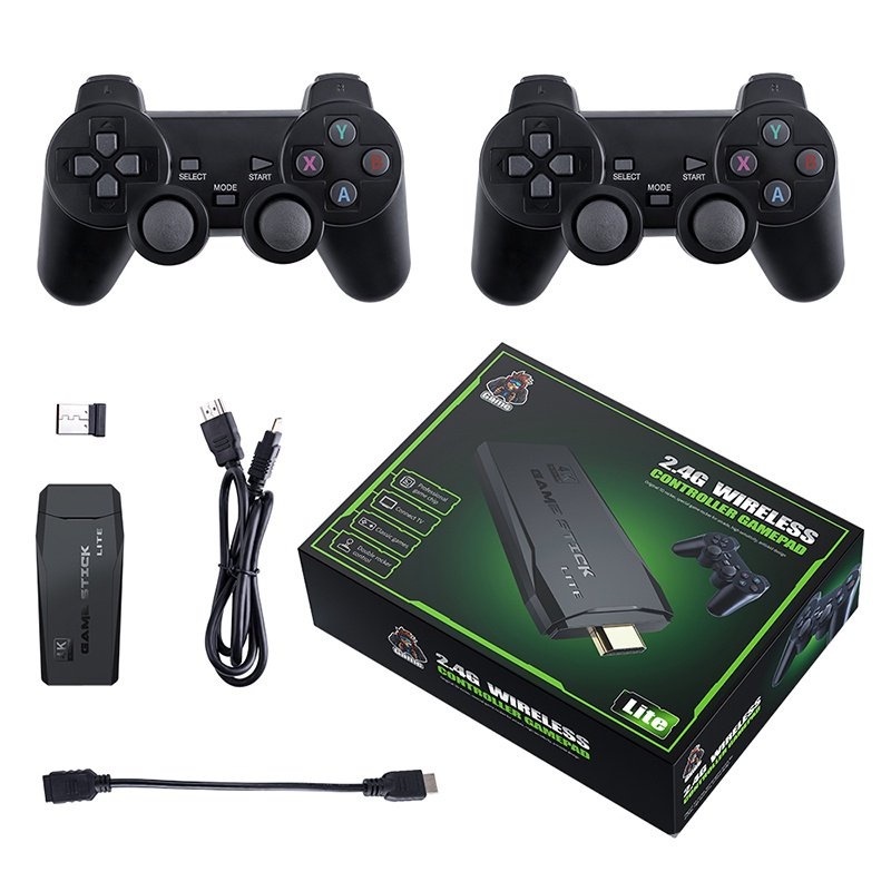 Imagem Videogame Stick 10mil 2 Controles Sem Fio Console Original Portatil Jogos Retro Antigo