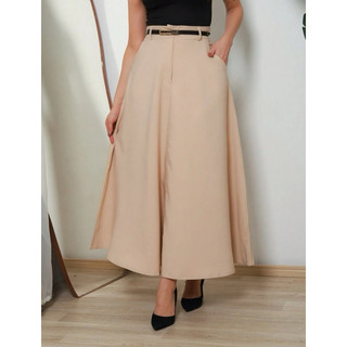 Saia Longa Feminina Alfaiataria Moda Evangélica Casual Básica Inverno Cintura Alta