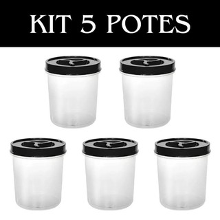 Kit 5 Potes de Mantimentos Com tampa de Rosca 500ml em Oferta na Shopee