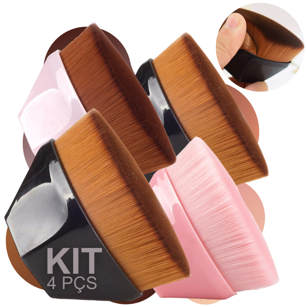 Kit 4 Pincel Mágico Hexagonal Maquiagem Para Base Blogueira Tiktok Flawless Brush Make Original