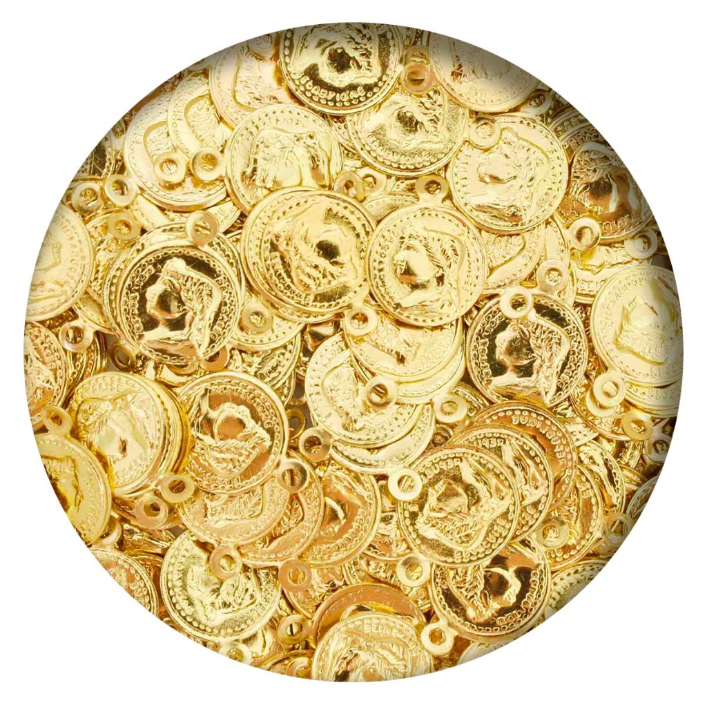 Moeda Cigana Bijuterias Fantasias Rosto Dourada 14mm