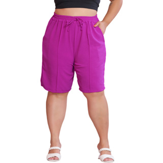 Bermuda Feminina Plus Size Cintura Alta Com Elastica Lado Dois Bolsos Laterais Top em Oferta na Shopee