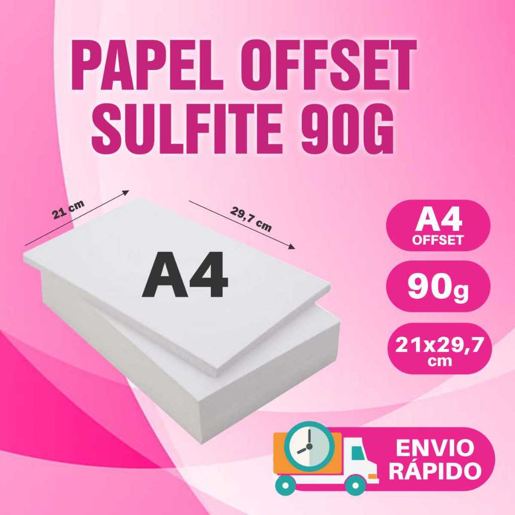 Papel Sulfite OffSet 90gr A4 Kit 250 a 1000 Folhas - Ótima Qualidade, Branco