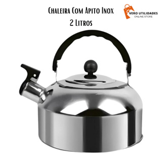Chaleira De Aço Inox Inox Com Apito Capacidade 2 Litros Para Fogão A Gás e De Indução em Oferta na Shopee
