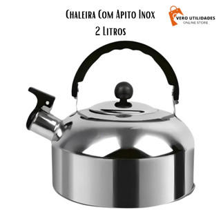 Chaleira De Aço Inox Inox Com Apito Capacidade 2 Litros Para Fogão A Gás e De Indução