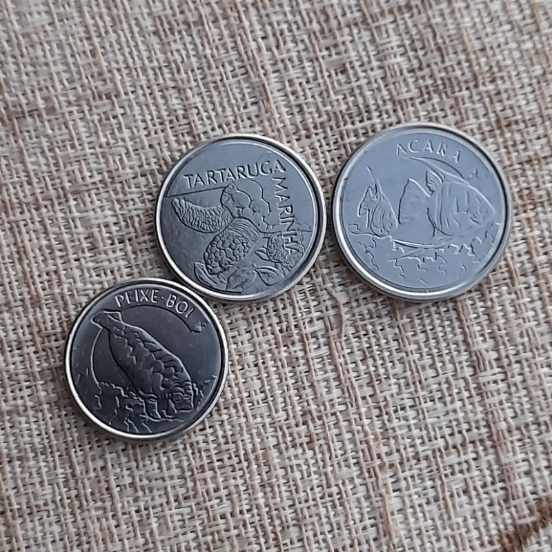 Set Moedas Brasil 🇧🇷 100,500,1000 cruzeiros - Fauna Aquática