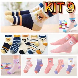 Pares Meias Infantil de Algodão Coloridas Estampadas Menina Menino em Oferta na Shopee