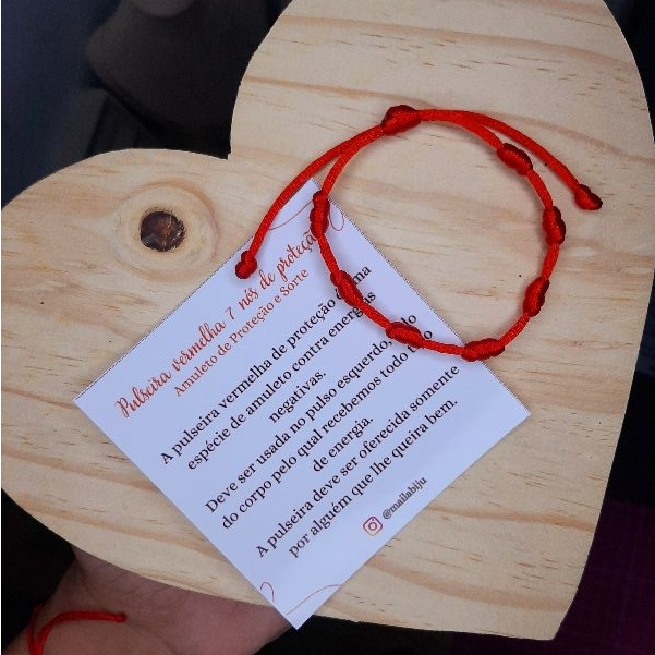 Pulseira Vermelha 7 Nós de Proteção Fio grossinho 2MM + Card explicativo em Oferta na Shopee
