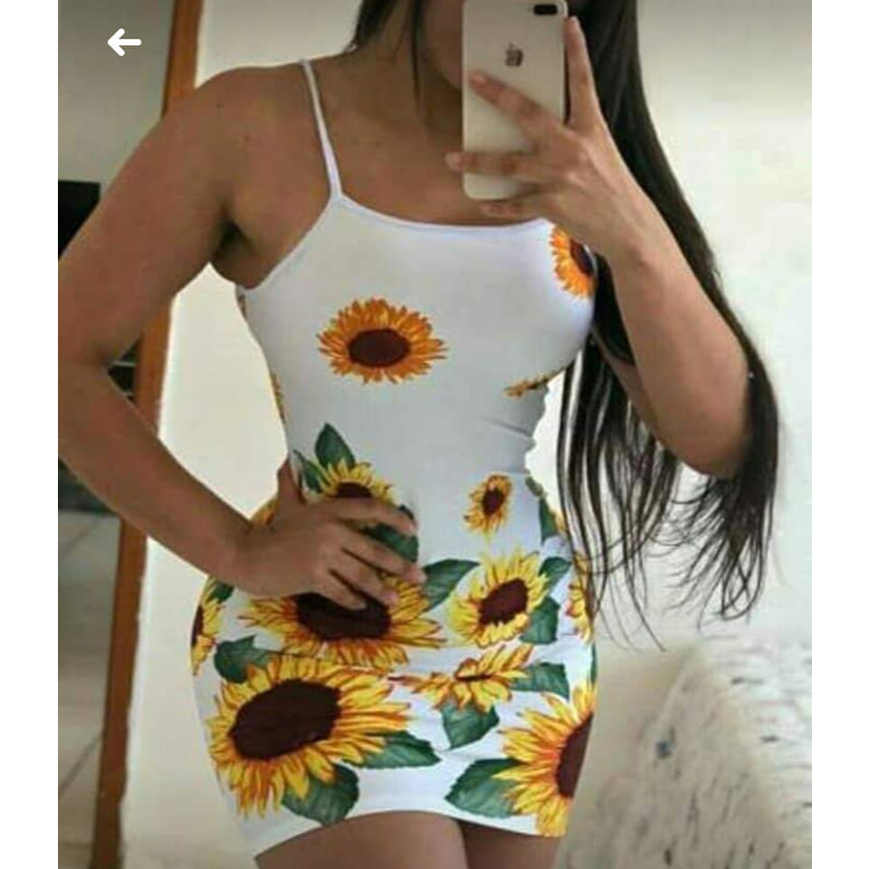 vestido de alcinha girassol  suplex digital TAMANHO ÚNICO em Oferta na Shopee