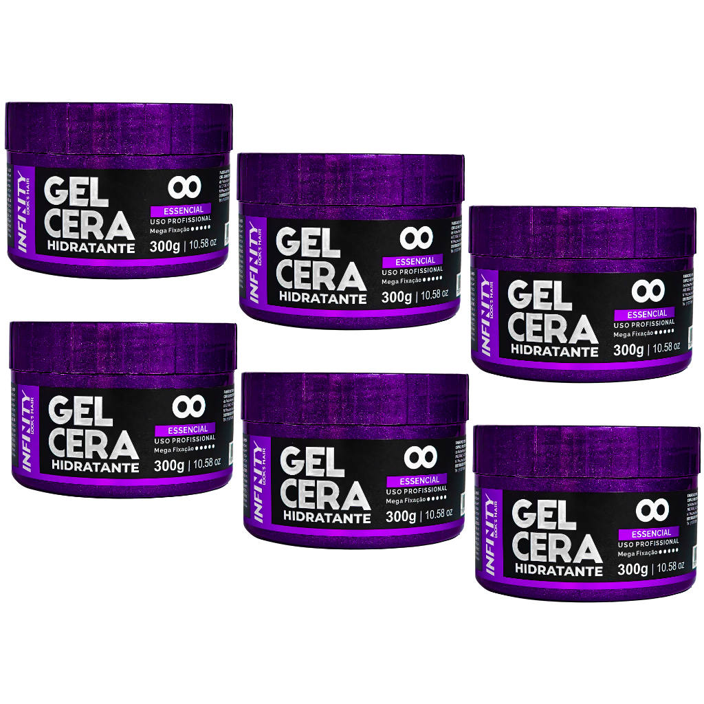 Kit 6 Géis Cera Hidratante Uva Infinity Looks Hair (300g)