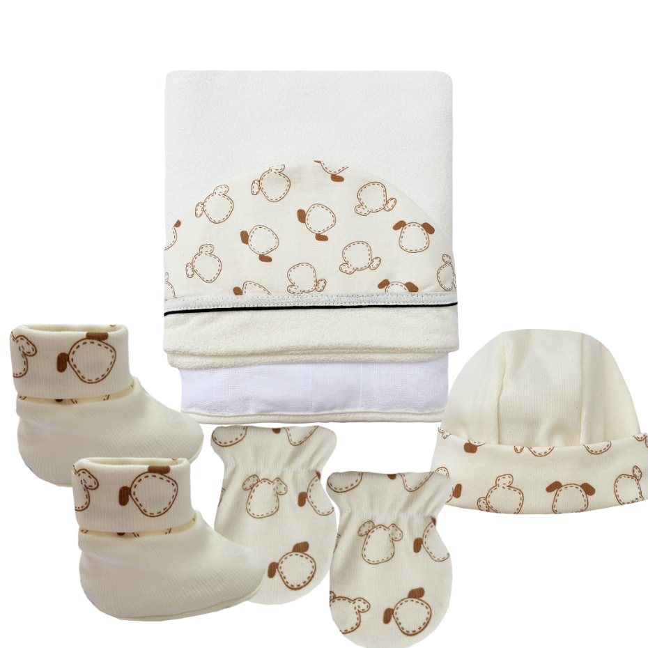 Kit Toalha de Banho Atoalhada Algodão Enxoval Forrada Fralda Menino Menina Bebê Neutro RN