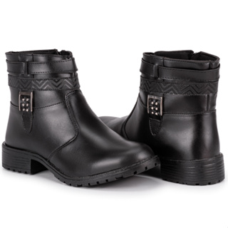 Bota Botinha Feminina Casual Cano Curto Sem Salto Moda Blogueira Inverno com Fivela Fechamento em zíper em Oferta na Shopee