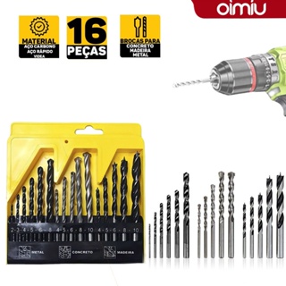 Kit Jogo De Brocas 16 Peças Madeira Concreto Metal A Escolha Profissional Hobbystas em Oferta na Shopee