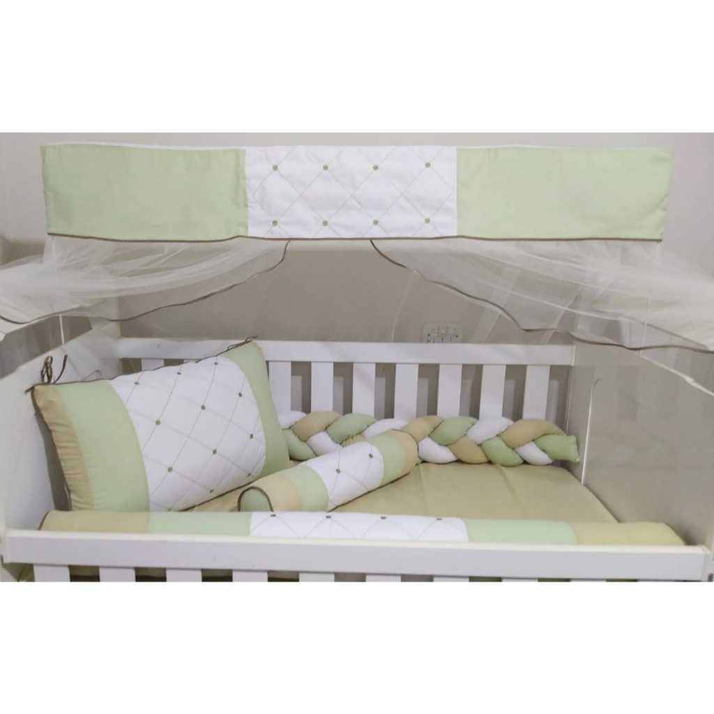 Kit de Berço 6pçs Americano Bordado 100% Algodão