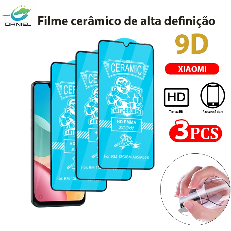 Película Kit 3 Premium Cerâmic HD Redmi 13C NOTE 13 NOTE 13 PRO NOTE 8 NOTE 8T NOTE 8 PRO NOTE 7 Filme prova de explosão