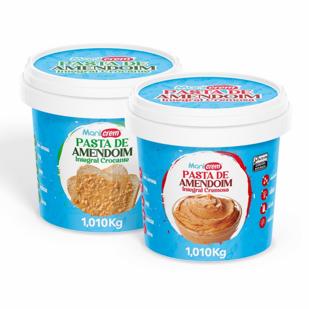 Kit Pasta de Amendoim Integral Cremosa e Crocante