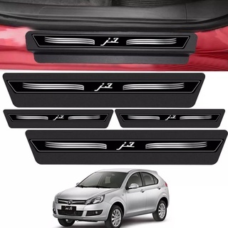 Kit 8 Peças Adesivo Soleira Plus Porta Jac J3 2012 A 2016 - Preto