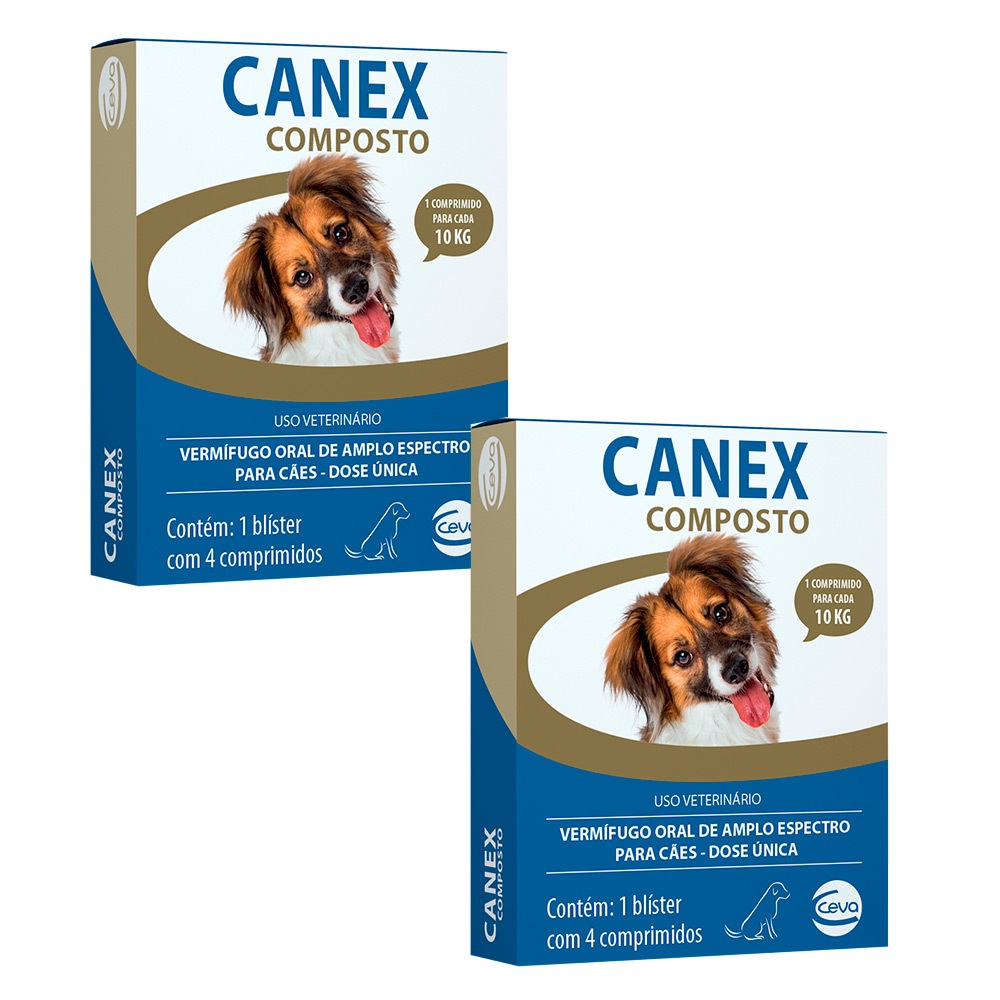 Kit 2 un. Vermífugo Ceva Canex Composto Com 4 Comprimidos