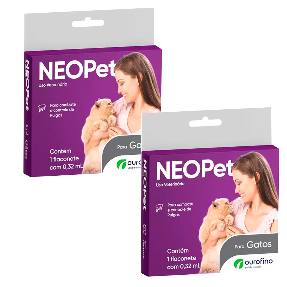 Kit 2 un. Antipulgas Neopet Gatos de 1 a 8kg