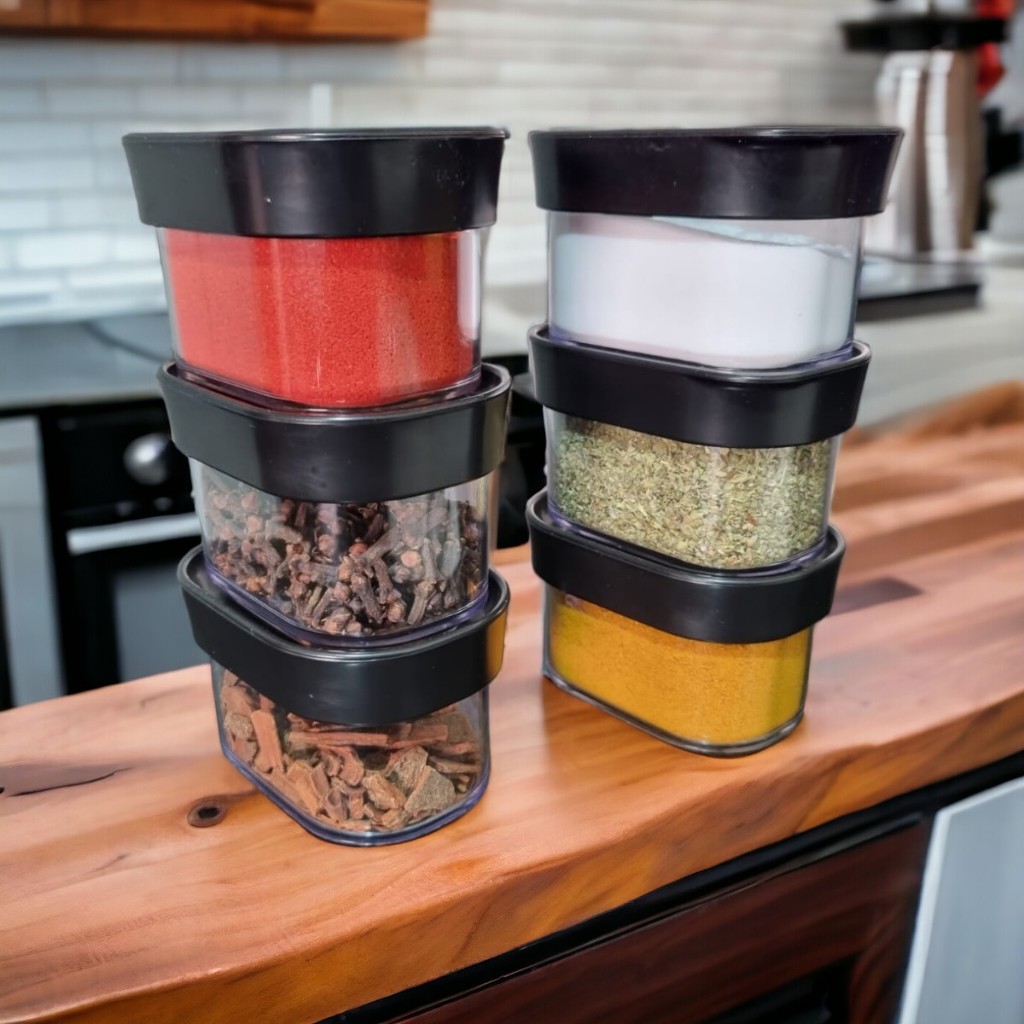 Conjunto de 6 Potes Herméticos em Acrílico Para Tempero