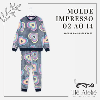 MOLDE EM PAPEL KRAFT DE PIJAMA COM RIBANAS INFANTIL UNISSEX PARA COSTURA MODELAGEM EM PAPEL KRAFT em Oferta na Shopee