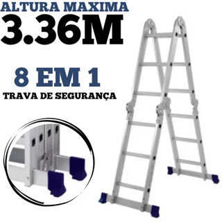 Escada Articulada Multifuncional 4x3 12 Degraus Alumínio Mor em Oferta na Shopee