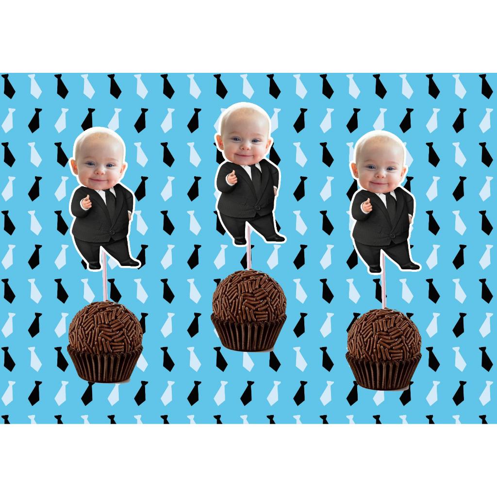 Kit 20 topper para docinhos, poderoso chefinho, festa aniversário, rosto personalizado, festa infantil, personalizados