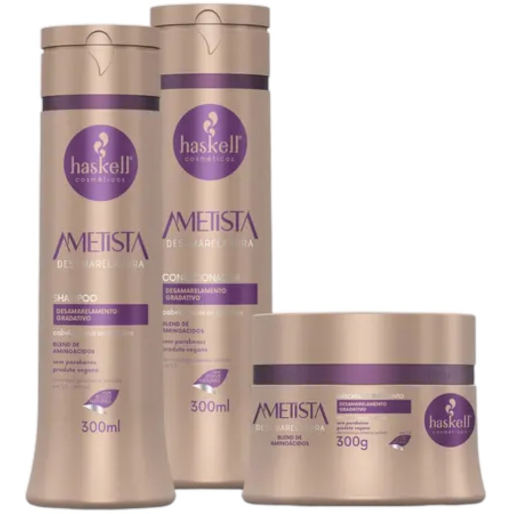 Kit Haskell Ametista Shampoo 300ML 1 Condicionador 300ML  1 Mascara 300ML