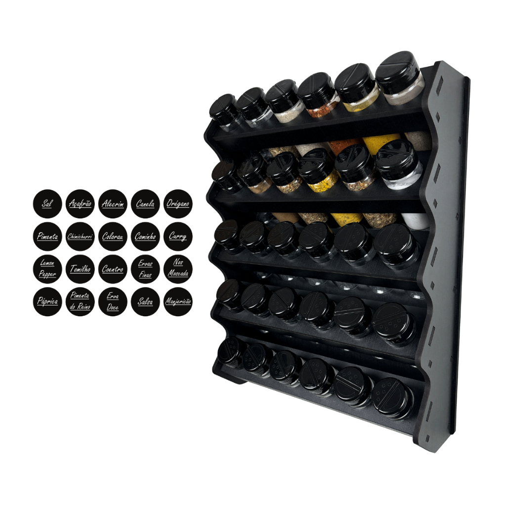 Porta Tempero de Parede 30 Potes com Cartela com 20 Etiquetas em Oferta na Shopee