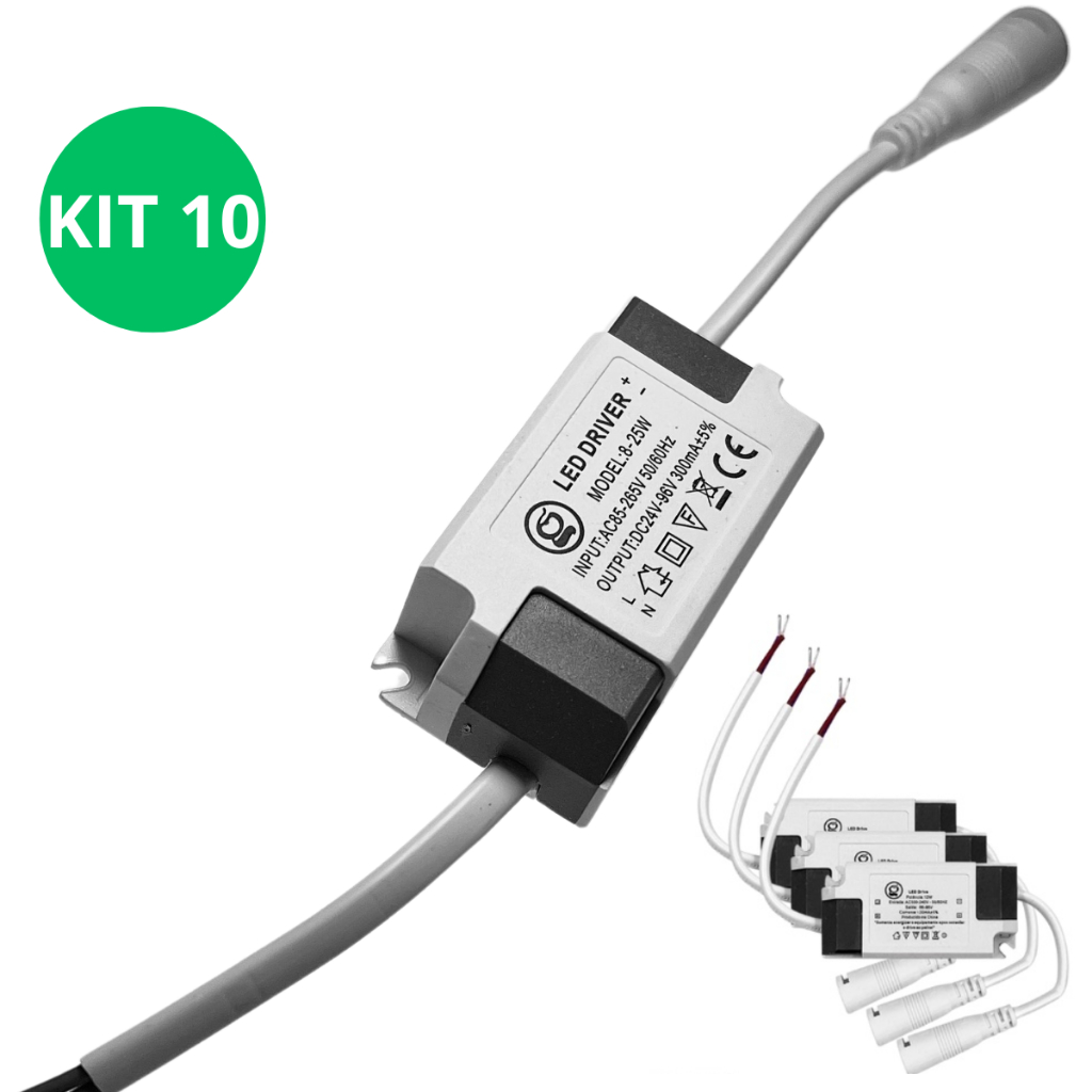 Kit 10/20/30 Reator Driver Para Painel Led Embutir Sobrepor 8w a 24w Bivolt