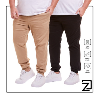 Kit 2 Calça Plus Size Jogger Masculina Sarja Jeans Extra Grande Oferta em Oferta na Shopee