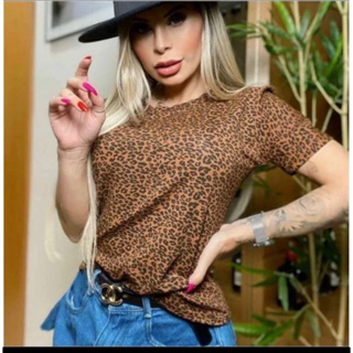 Blusa manga curta gola redonda em Oferta na Shopee