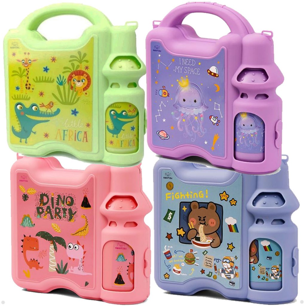 Kit lancheira Pote Marmita Lancheira Com Talheres E Copo Infantil kit refeicao